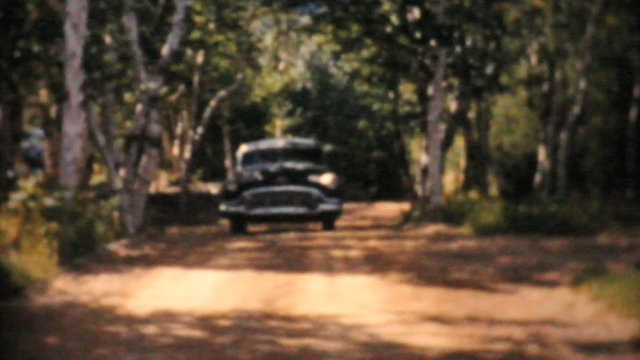 Cadillac 1956 Driving On Country Road-Vintage 8mm film