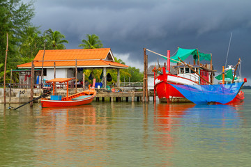 Fishing boats at the river in Koh Kho Khao, Thailand