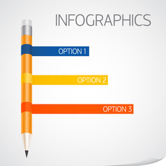 Infographics Template with pencil ribbon banner