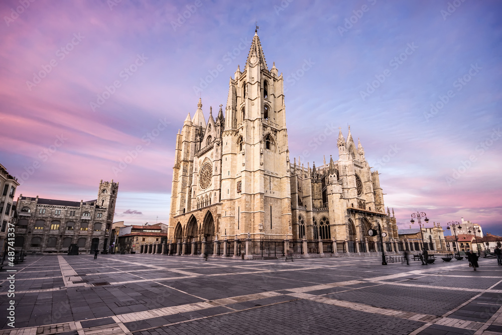 Wall mural Gothic cathedral of Leon, Castilla Leon, Spain