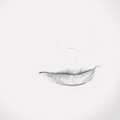 Woman mouth / Vector sketch of female fragment