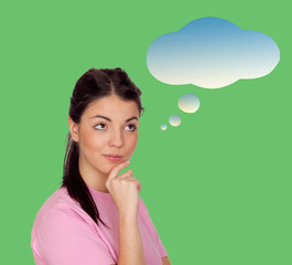 Pensive brunette girl