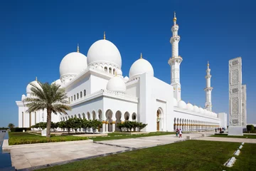 Papier Peint photo Lavable Abu Dhabi Cheikh Zayed Moschee à Abou Dhabi