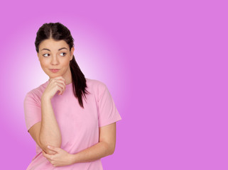 Fototapeta premium Pensive brunette girl