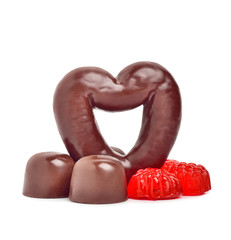 Valentine chocolate heart and candies