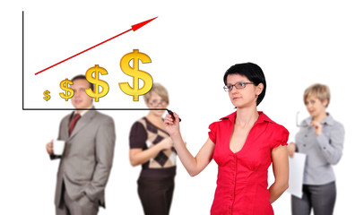 man drawing dollar chart