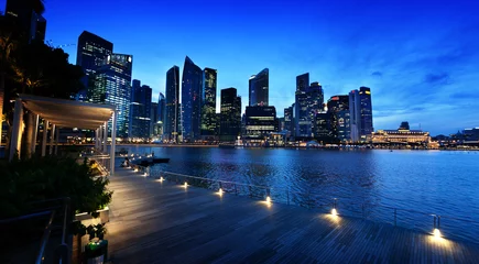 Foto op Canvas Singapore-stad in zonsondergangtijd © Iakov Kalinin