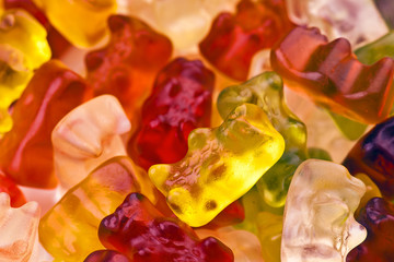 lot of gummy bear shaped transparent