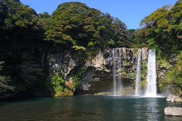 Fototapeta na wymiar Cheonjiyeon waterfall, Jeju Island, Korea