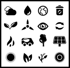 Black ecology icons | vector icon set