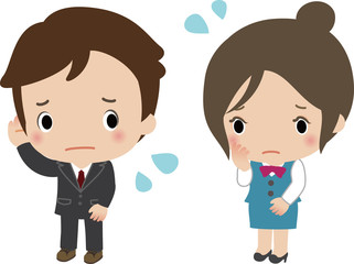 困っている営業社員と事務社員