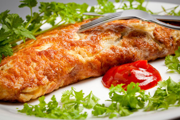 Fried breakfast with vegetables