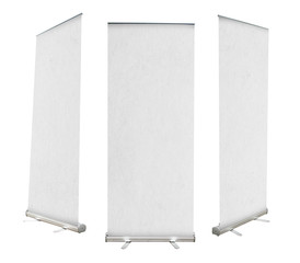 blank roll up banner display with paper texture