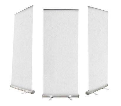blank roll up banner display with paper texture