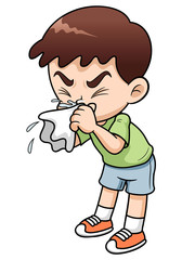 Obraz premium illustration of sick boy cartoon