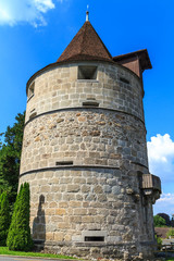 Fototapeta na wymiar Tower of city of Zug fortifications