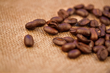 Coffee beans on vintage background