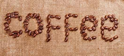 Coffee beans on vintage background