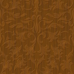 seamless abstract wood carved floral ornament