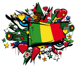 Drapeau Mali graffiti malien pop art illustration