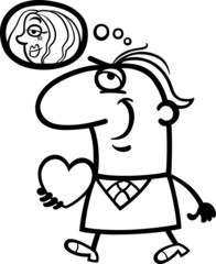 man with his valentine cartoon illustration