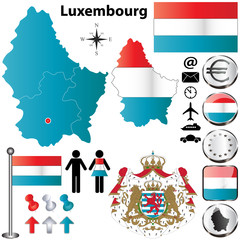 Luxembourg map - obrazy, fototapety, plakaty