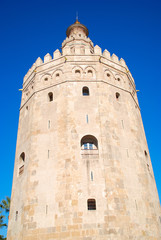 Fototapeta na wymiar Torre del Oro w Sewilli miasta