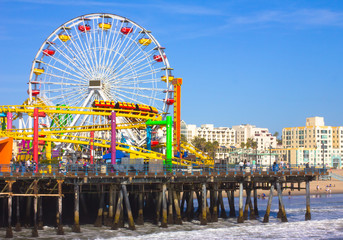 Naklejka premium Santa Monica, CA. with a view of the Ferris Wheel