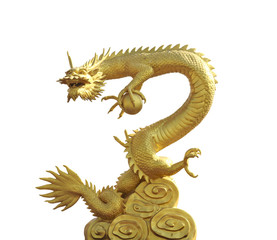 Fototapeta na wymiar Statue of golden dragon