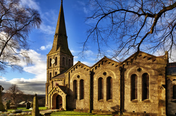 Fototapeta na wymiar Krajobraz widok Kościoła Chrystusa, Chatburn.