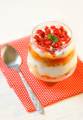 Dessert with yogurt and pomegranate