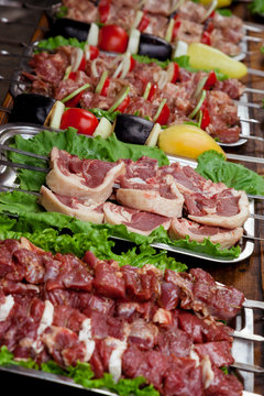 Meat and vegetables for a picnic