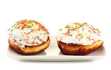 Tasty donuts isolated on white