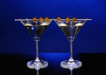 Martini glasses on dark background