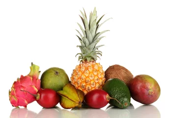 Rolgordijnen Composition of exotic fruits isolated on white © Africa Studio