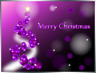 Obraz premium Violet Merry Christmas greeting card illustration