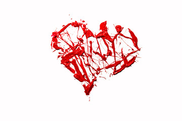 Love heart made of red color splash