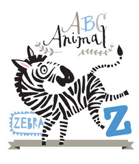 ABC animals: Z is for zebra. Vector Graphics