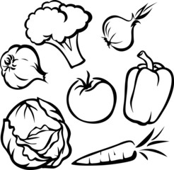 vegetable illustration - black outline