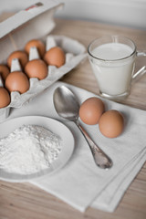 Flour, eggs, milk