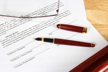 Employment contract ready to be signed