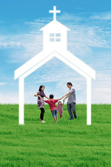 Fototapeta premium Christian family at church