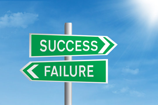 Road sign of success and failure