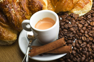 Coffee smoking on the coffee beans background