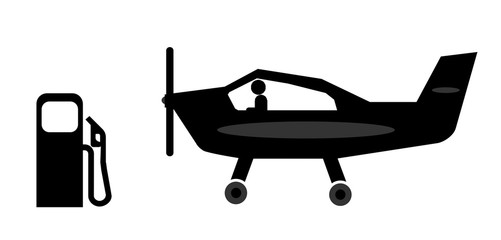 Avion à hélice qui fait le plein de carburant