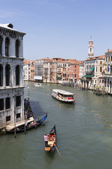 Tourists and gondolas in Venice