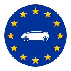 Voiture dans un drapeau europ&eacute;en