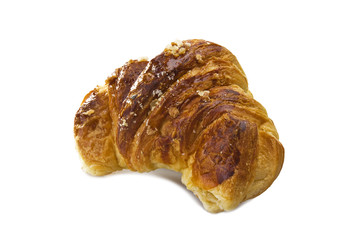 Fresh and tasty croissant on the white