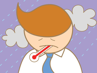 cartoon character of business man got sick