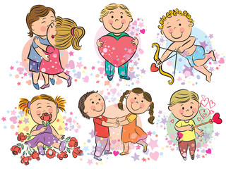 Plakat Ilustracja dzieci z miłości